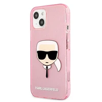 Karl Lagerfeld Glitter Karl's Head Dėklas iPhone 13 mini - rožinis