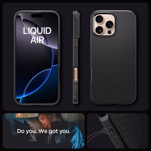 Spigen Liquid Air dėklas telefonui iPhone 16 Pro Max - juodas