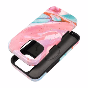 FORCELL F-PROTECT Mirage, karinio lygio dėklas su MagSafe, suderinamas su IPHONE 15 rožinis marmuras