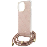 Guess Crossbody Cord 4G Print dėklas telefonui iPhone 15 Pro Max - rožinis