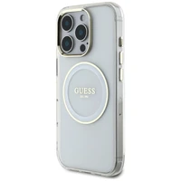 Guess IML Metal Colored Circle Classic Logo Magnetinis dėklas telefonui iPhone 16 Pro - baltas
