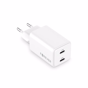 Forever TC-08-45CC GaN PD įkroviklis 2x USB-C 45W baltas