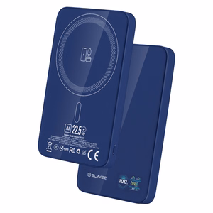 Blavec BJ-04 išorinė baterija 5000mAh ypač plona 7,8 mm Type-C 22,5W magnetinė MagSafe 3-in-1 tamsiai mėlynas stiklas