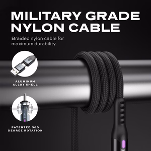 STATIK PowerPivot Pro nailoninis pynimo laidas, USB-C į USB-C, 2 m, juodas