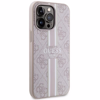 Guess GUHMP13LP4RPSP iPhone 13 Pro / 13 6.1" rožinė/rožinė kietas dėklas 4G Printed Stripes MagSafe
