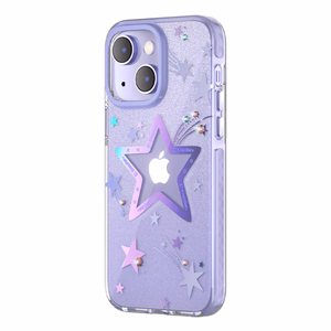 Kingxbar Heart Star Series dėklas iPhone 14 Plus violetinė žvaigždės dėklas