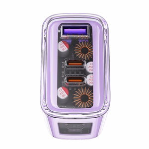 Acefast GaN 65W įkroviklis su 3 jungtimis (1xUSB, 2xUSB C) - pilkas (A45)