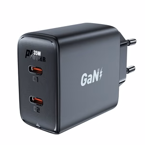 Greitas GaN 35W PD įkroviklis 2x USB C Acefast A49 - juodas