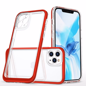 Прозрачный чехол 3in1 для iPhone 11 Pro Max гелевый с рамкой красный