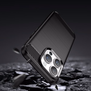 Karboninis dėklas iPhone 14 Pro Max - gelio nugaros dangtis, juodos spalvos