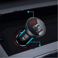 Automobilinis Įkroviklis Baseus "CCBX-0G" Pilkas 24W (2xQC3.0 / SU LED VOLTMETRU)