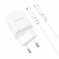 Įkroviklis Borofone BN7 20W USB-C/USB-A + USB-C to USB-C cable 1.0m baltas
