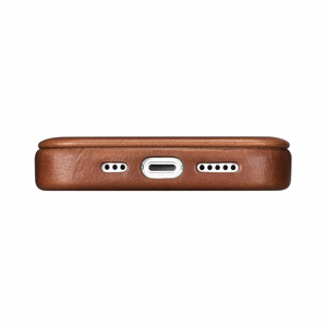 iCarer CE Oil Wax Premium odinis folio dėklas iPhone 14 Plus Magnetinis atverčiamas dėklas su MagSafe Rudas (AKI14220707-BN)