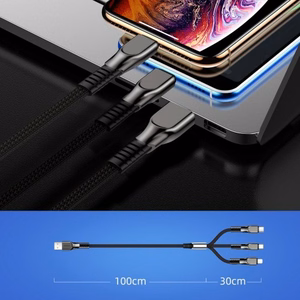 USB laidas Joyroom 3in1 raudonas 130cm (iki 3.5A / 480 mbps)