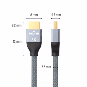 Kabelis (m) HDMI 2.1 8K 60 Hz 48 Gbps / 4K 120 Hz / 2K 144 Hz 2 m sidabrinis (WHDMI-20)