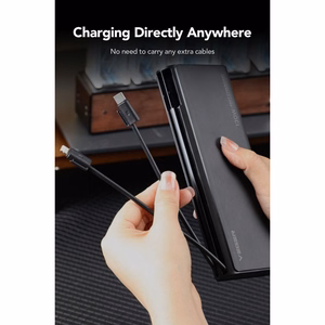 VEGER išorinė baterija 25000 mAh su įmontuotais kabeliais Type C / Lightning PD 130W TCE130 (W2503) juoda