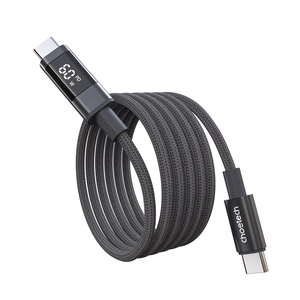 Choetech XCC-1068 PD 60W USB-C - USB-C laidas su ekranėliu 1.2 m - juodas