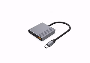 Gembird A-CM-COMBO3-05 USB Type-C 3-in-1 daugiafunkcis adapteris (USB prievadas + HDMI + USB-C vaizdo), tamsiai pilkas