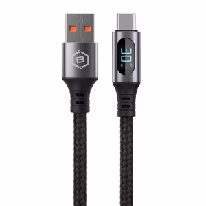 Blavec Zumi pintas laidas USB - Type C QC 30W 3A su LCD ekranu 1m Apple CarPlay/Android Auto juodas