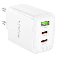 Borofone Wall charger BN32 Cargador GaN - USB + 2xType C - QC 3.0 PD 65W white