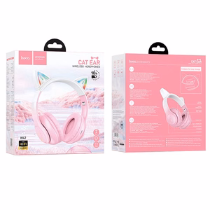 HOCO belaidės Bluetooth ausinės W42 Cat Ear rožinės