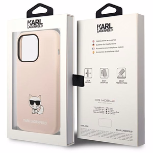 Karl Lagerfeld KLHCP14XSLCTPI iPhone 14 Pro Max 6.7 "kietas dėklas šviesiai rožinis / šviesiai rožinis Silikoninis Choupette Kūnas