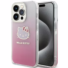 Hello Kitty IML gradiento elektropinis katės galvos dėklas telefonui iPhone 14 Pro - rožinis