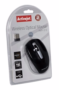 Activejet AMY-313 belaidė USB pelė (optinė; 1200 DPI; juoda ir pilka)