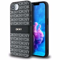 DKNY kartojamo tekstūros rašto su toninėmis juostelėmis dėklas iPhone 16e - juodas
