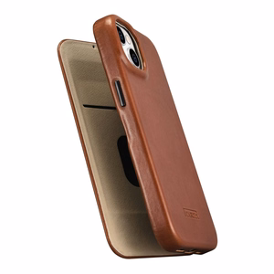 iCarer CE Oil Wax Premium odinis folio dėklas iPhone 14 Plus Magnetinis atverčiamas dėklas su MagSafe Rudas (AKI14220707-BN)