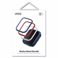 Rėmelis Uniq Moduo 3in1 dėklui Apple Watch 4/5/6/7/8/SE/SE2 44/45mm - mėlyna, raudona, balta