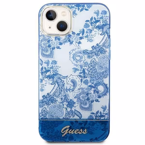 Guess GUHCP14MHGPLHB iPhone 14 Plus 6.7 "mėlynas/mėlynas kietas dėklas Porcelain Collection