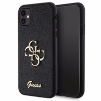 Guess GUHCN61HG4SGK dėklas iPhone 11 / Xr - juodas blizgus užrašas Didelis 4G
