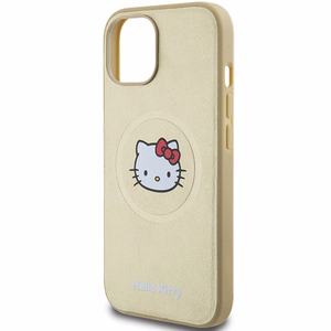 Hello Kitty odinis Kitty Head magnetinis dėklas telefonui iPhone 15 - auksinis