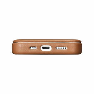 iCarer CE Premium odinis folio dėklas iPhone 14 Plus su MagSafe magnetiniu flipu - brūdas