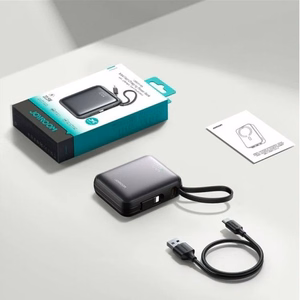 Išorinė baterija Joyroom JR-PBF27 juoda 10000mAh 22.5W PD / QC3.0 + integruotas Type-C / Lightning laidas