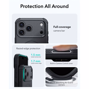 ESR Cyber Tough MagSafe dėklas, skirtas iPhone 18 Pro Max / 17 Pro Max, juodas