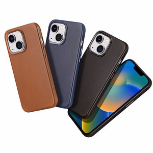 Dux Ducis Naples dėklas iPhone 14 Plus odinis dėklas (suderinamas su MagSafe) tamsiai rudas