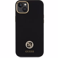 Guess Silikoninis Logo Strass 4G Dėklas telefonui iPhone 15 Plus / 14 Plus 6.7" - juodas