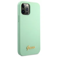 Guess Metal Logo Script dėklas iPhone 12 Pro Max 6.7" - žalia