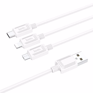 Laidas 3in1 USB A į Lightning / Micro USB / USB C Hoco 2A 1 m X74 baltas