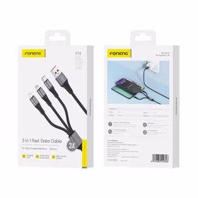 FONENG laidas X112 3in1 3A 1.2M juodas