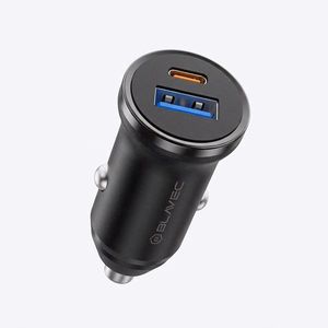 Blavec Automobilinis įkroviklis BS-01B-C Road - USB + Type C - QC 3.0 18W PD 20W su Type C to Type C cable (CCBS01BCR-UCB) juodas