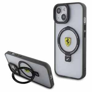 Ferrari FEHMP15SUSCAH iPhone 15 6.1" permatomas kietas dėklas su žiediniu stovu 2023 kolekcija Magnetinis