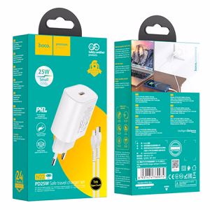 Įkroviklis Hoco N22 25W USB-C + USB-C to Lightning cable 1.0m baltas