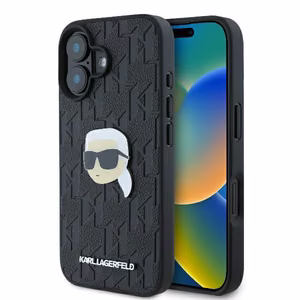 Karl Lagerfeld Monograma Karl Galva Smeigtukas iPhone 16 Dėklas - Juodas