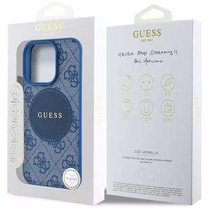 Guess 4G Circle Classic Logo Magnetinis dėklas telefonui iPhone 16 Pro - mėlynas