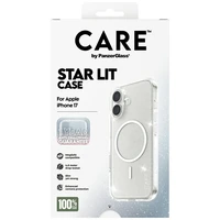 CARE by PanzerGlass Flagship Urban Explorer dėklas telefonui su baltu magnetiniu MagSafe, skirtas iPhone 17 – skaidrus su blizgučiais