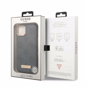 Guess GUHMP13MSAPSTG iPhone 13 6.1" pilkas/pilkas kietas dėklas Peony Logo Plate Magnetinis