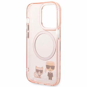 Karl Lagerfeld KLHMP14XHKCP iPhone 14 Pro Max 6.7 "kietasis dėklas rožinis / rožinis Karl & Choupette aliuminis Magnetinis